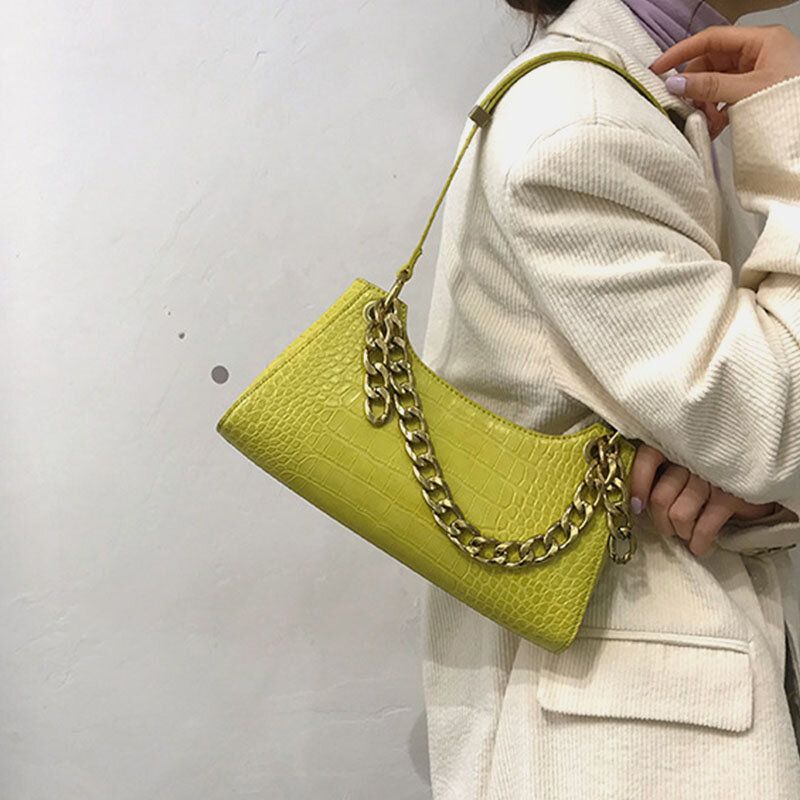 Femmes Crocodile Motif Chaîne Élégante Sac À Bandoulière Sac À Bandoulière