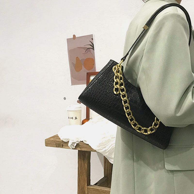 Femmes Crocodile Motif Chaîne Élégante Sac À Bandoulière Sac À Bandoulière