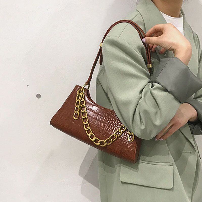 Femmes Crocodile Motif Chaîne Élégante Sac À Bandoulière Sac À Bandoulière