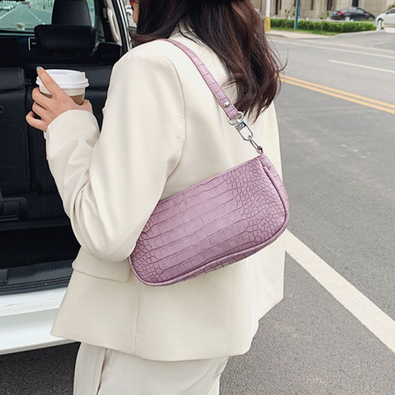 Femmes Crocodile Motif Solide Sac À Bandoulière Sac À Main