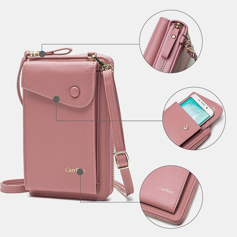 Femmes En Cuir Artificiel Élégant Bref Compartiment Intérieur Sac À Bandoulière Portable Sac De Téléphone Portable