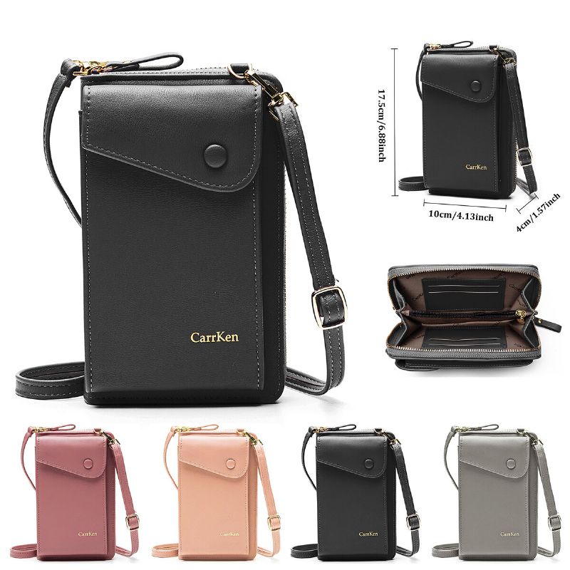 Femmes En Cuir Artificiel Élégant Bref Compartiment Intérieur Sac À Bandoulière Portable Sac De Téléphone Portable