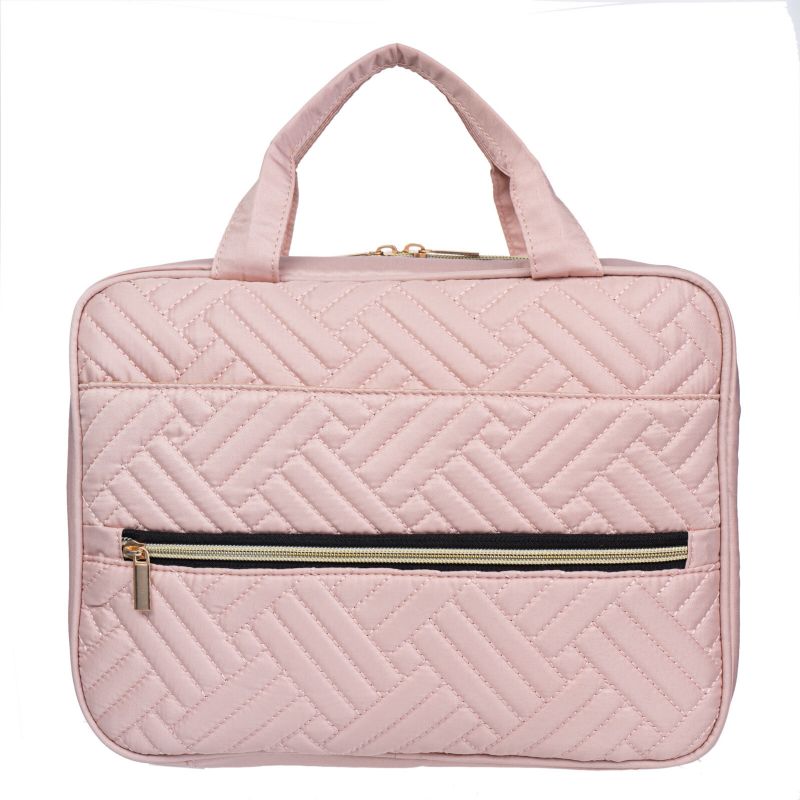 Femmes En Cuir Artificiel Élégant Sac De Voyage De Grande Capacité Portable Suspendu Partout Sac De Maquillage Léger