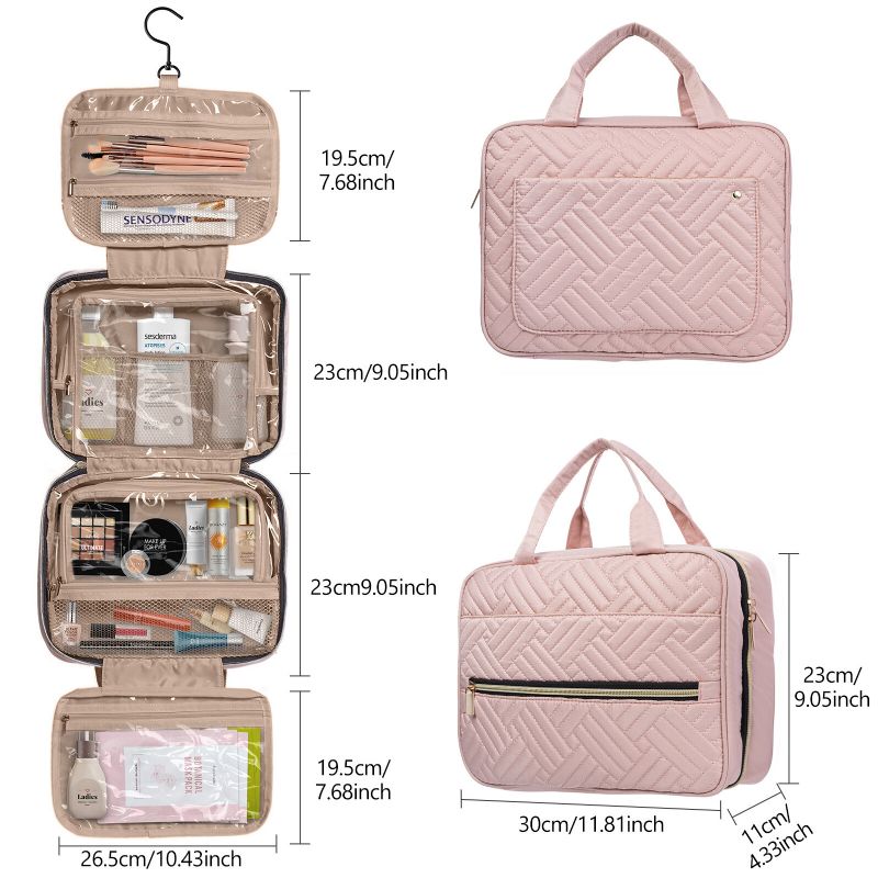 Femmes En Cuir Artificiel Élégant Sac De Voyage De Grande Capacité Portable Suspendu Partout Sac De Maquillage Léger