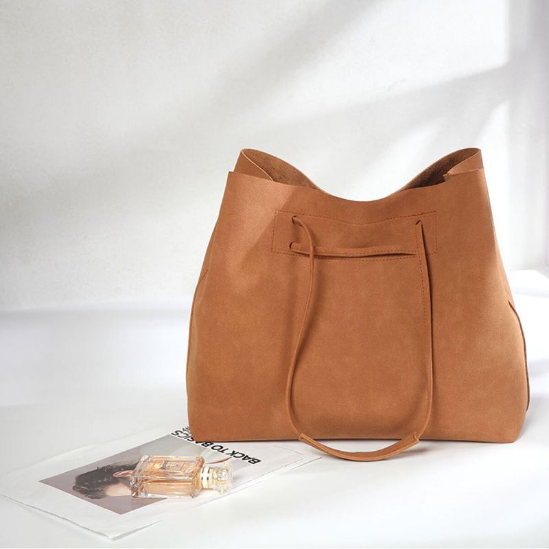 Femmes En Cuir Artificiel Vintage Grande Capacité Sac Fourre-tout Doux Boucle Magnétique Bref Sac À Main