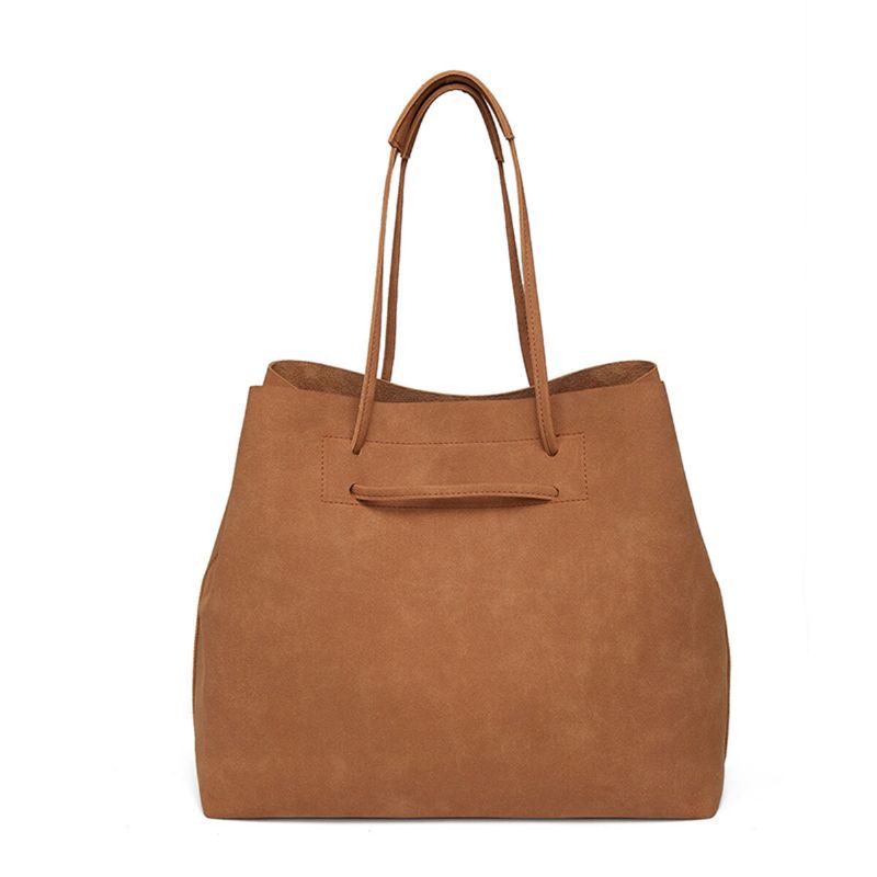 Femmes En Cuir Artificiel Vintage Grande Capacité Sac Fourre-tout Doux Boucle Magnétique Bref Sac À Main