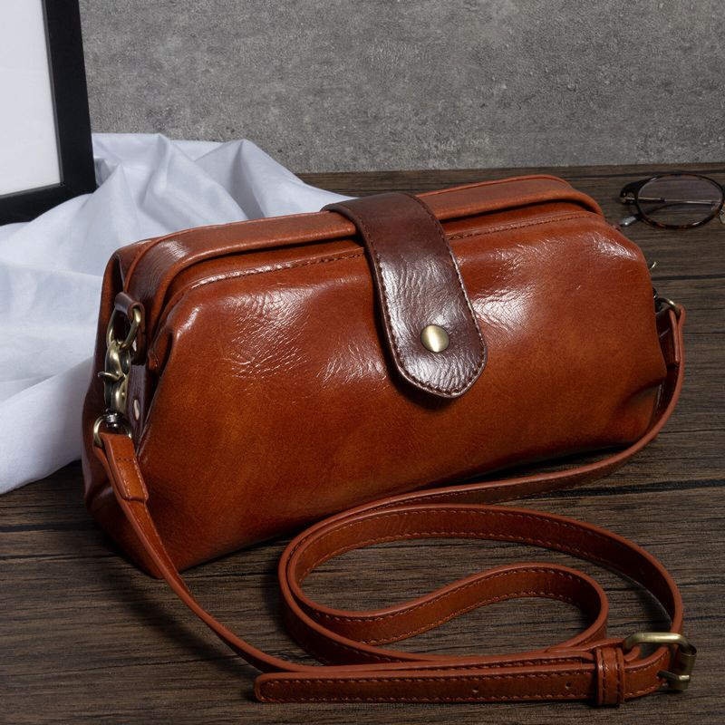 Femmes Cuir Artificiel Vintage Portable Grande Capacité Sac À Bandoulière Rétro Sac À Bandoulière