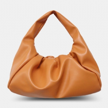 Femmes En Cuir Pu Forme De Nuage Ouvert Grande Capacité Sac Froncé Sac À Bandoulière Sac À Main