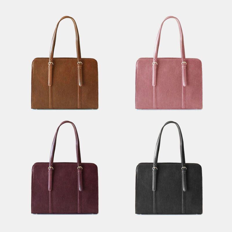 Femmes En Cuir Pu Grande Capacité Multi-poches Décontracté Affaires Convertible Fourre-tout Sac À Main Sac À Bandoulière