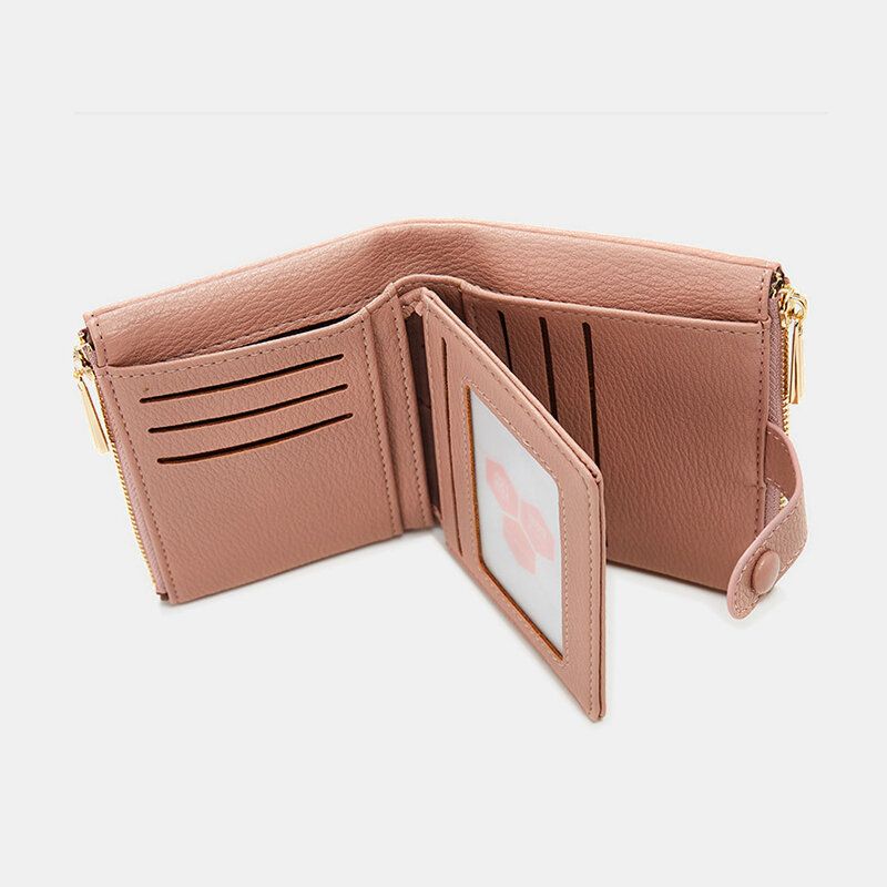 Femmes En Cuir Pu Multi-slot Main Porter Court Portefeuille Pochette Sac À Main