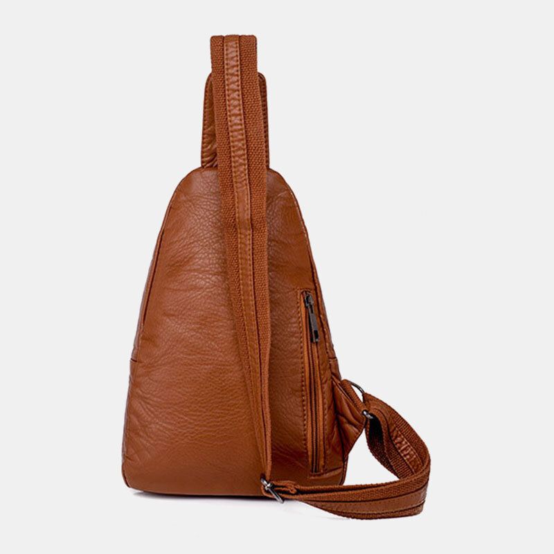 Femmes En Cuir Pu Portable Grande Capacité Trou Pour Écouteurs Sacs À Bandoulière Sac À Bandoulière Sac De Poitrine