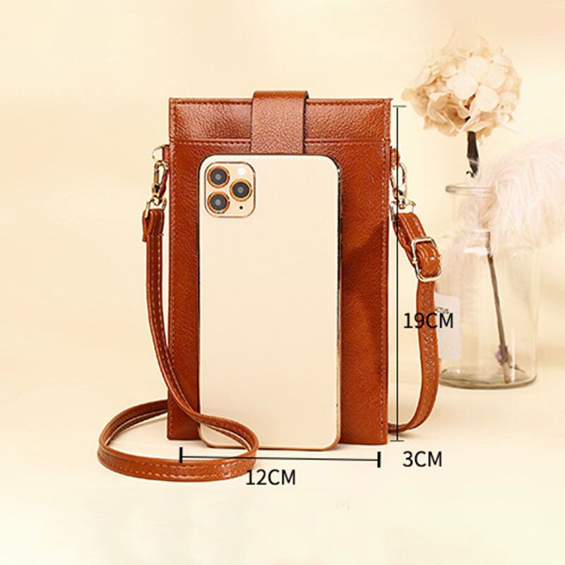 Femmes En Cuir Pu Rétro 6.3 Pouces Téléphone Sac Mini Multi-carte Fente Sacs À Bandoulière Sac À Bandoulière