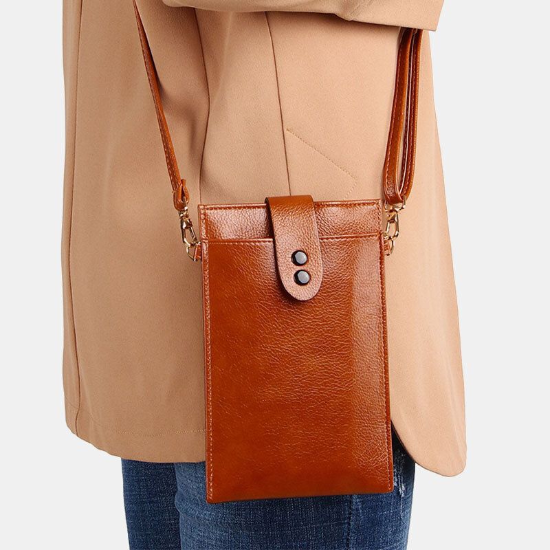 Femmes En Cuir Pu Rétro 6.3 Pouces Téléphone Sac Mini Multi-carte Fente Sacs À Bandoulière Sac À Bandoulière