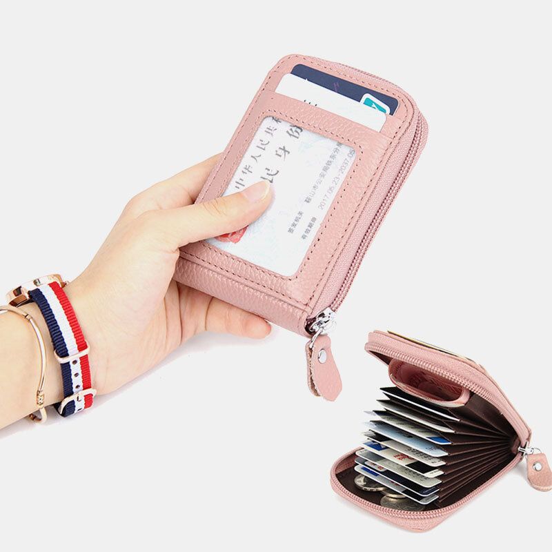 Femmes En Cuir Véritable Rfid Anti-vol Organe Forme Multi-slot Card Case Card Holder Wallet