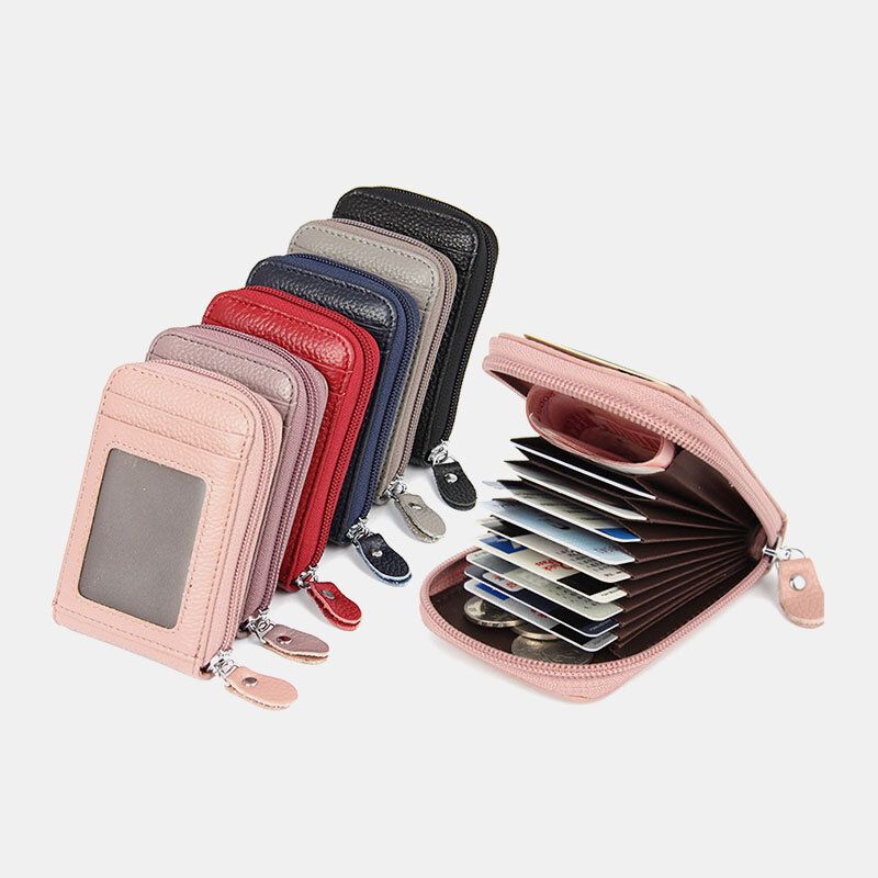 Femmes En Cuir Véritable Rfid Anti-vol Organe Forme Multi-slot Card Case Card Holder Wallet