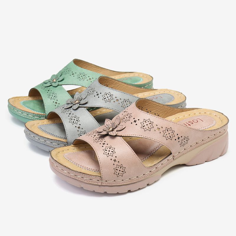 Femmes Cutout Open Toe Soft Sole Slip On Casual Daily Summer Wedge Sandals