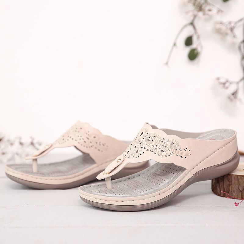 Femmes Cutout Tongs Clip Toe Slip On Casual Wedge Sandals