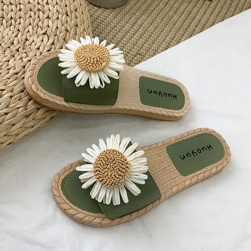 Femmes Daisy Decor Wearable Comfy Beach Slides Pantoufles