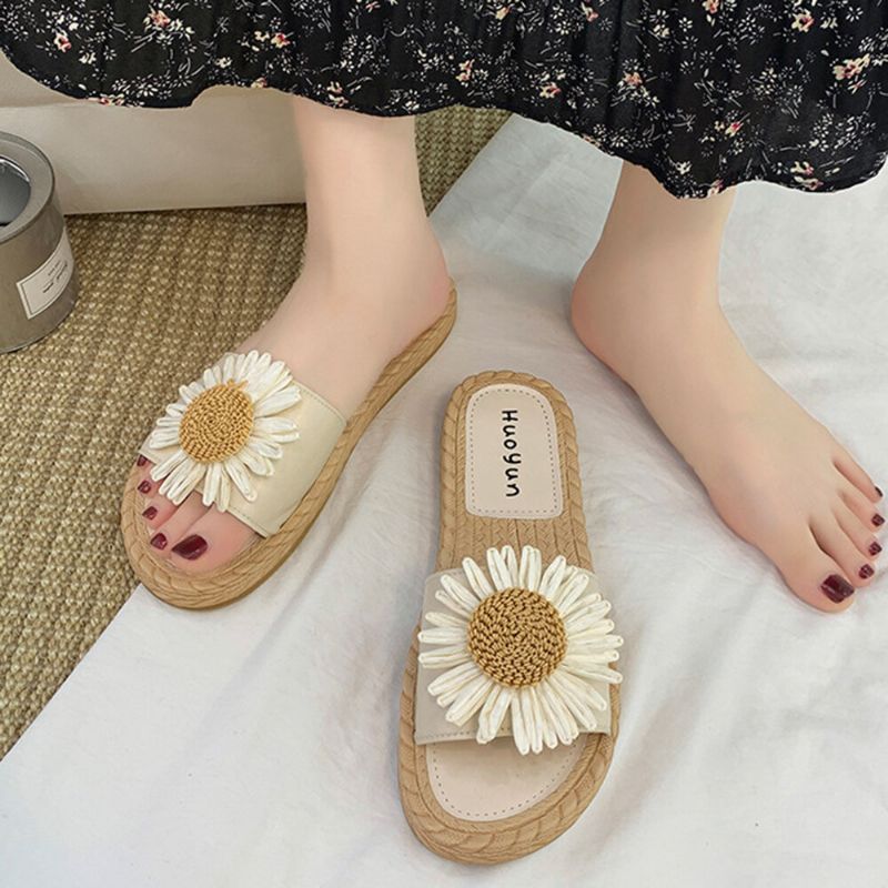 Femmes Daisy Decor Wearable Comfy Beach Slides Pantoufles