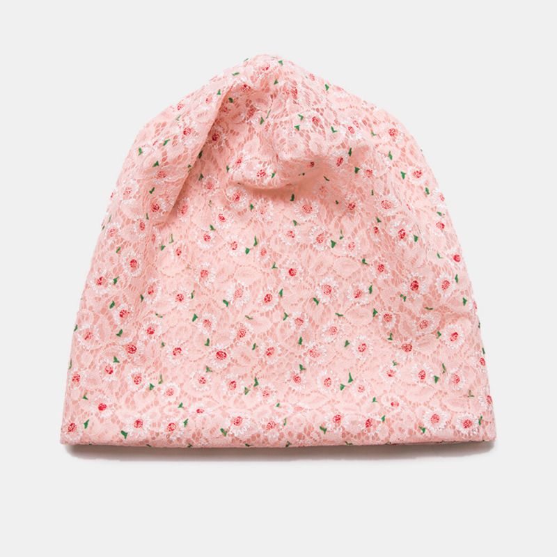 Femmes Dentelle Motif Floral Imprimé Creux Respirant Soleil Protection Bonnet Chapeau Baotou Chapeau