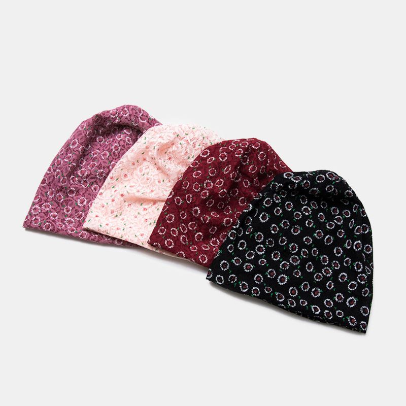 Femmes Dentelle Motif Floral Imprimé Creux Respirant Soleil Protection Bonnet Chapeau Baotou Chapeau