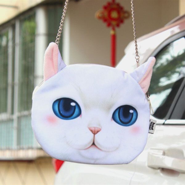 Femmes Dessin Animé 3d Tête De Chat Personnalité Mignon Sac À Bandoulière Sac À Bandoulière