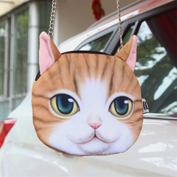 Femmes Dessin Animé 3d Tête De Chat Personnalité Mignon Sac À Bandoulière Sac À Bandoulière