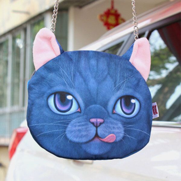 Femmes Dessin Animé 3d Tête De Chat Personnalité Mignon Sac À Bandoulière Sac À Bandoulière