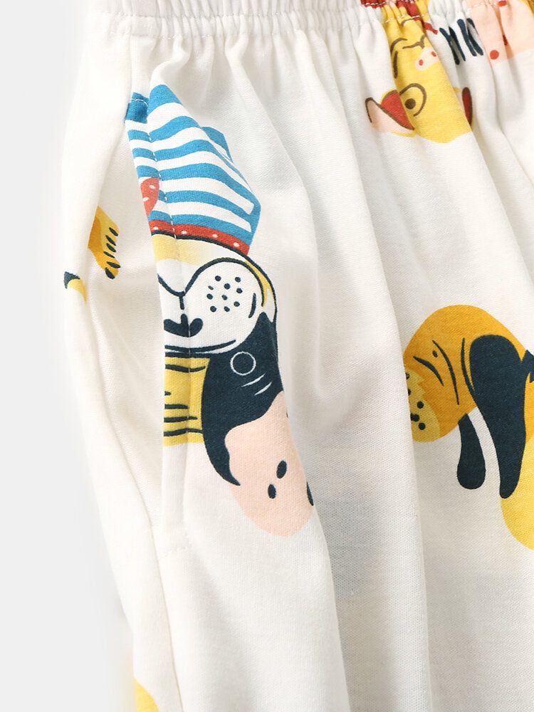 Femmes Dessin Animé Animal Lettre Imprimé Pull Taille Élastique Pantalon Ample Maison Pyjama Ensemble