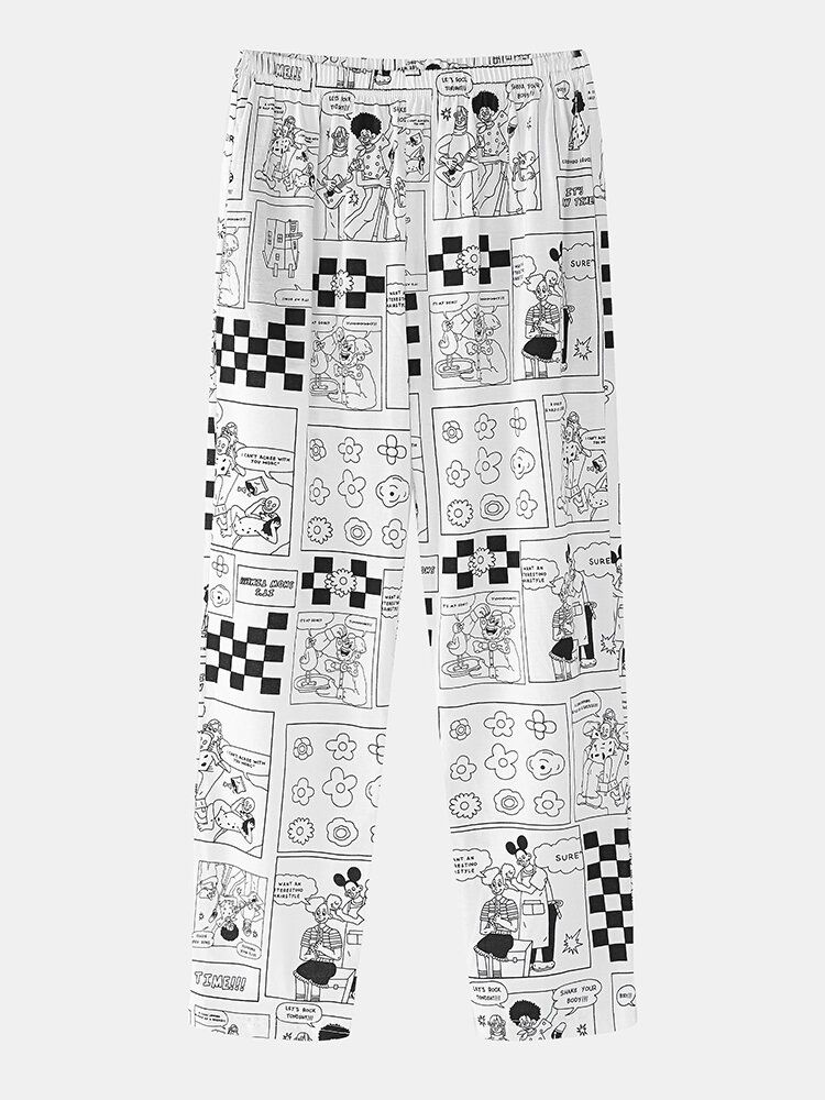 Femmes Dessin Animé Anime Imprimer Noir Pull Taille Élastique Pantalon Maison Pajma Ensemble