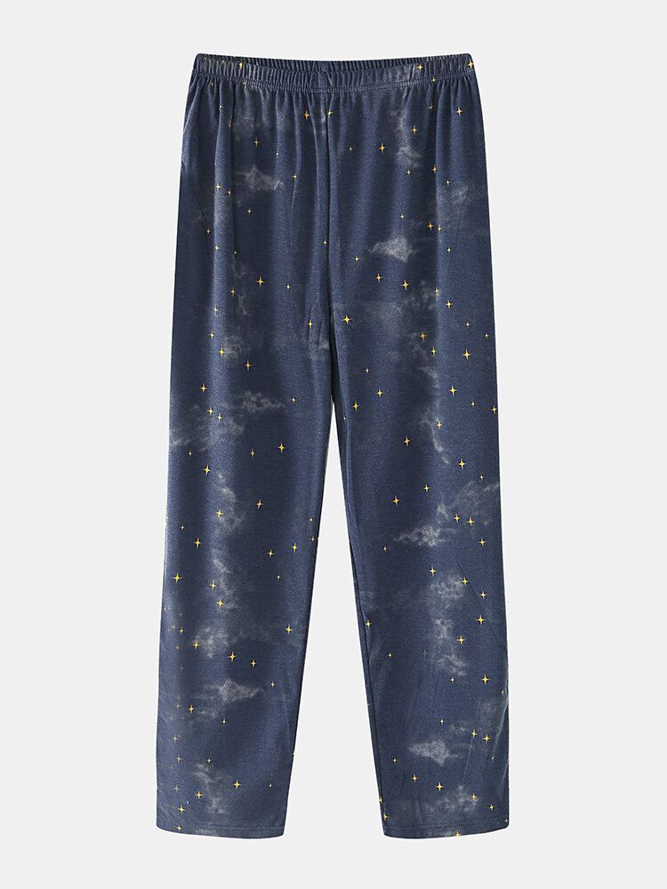 Femmes Dessin Animé Ours Polaire Ciel Étoilé Imprimé Pull Taille Élastique Poche Pantalon Maison Pyjama Ensemble