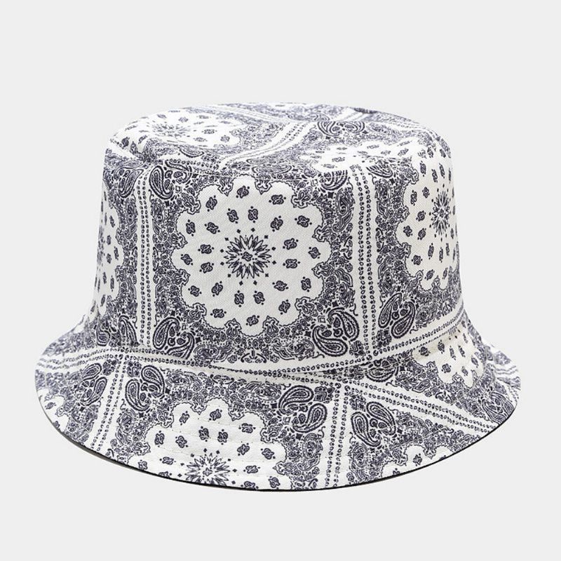 Femmes Double Face Été Protection Uv Cajou Fleur Motif Broderie Décontracté Élégant Chapeau De Soleil Seau Chapeau