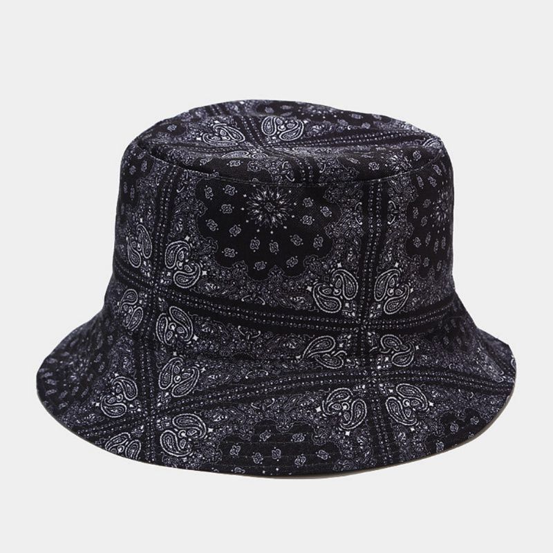 Femmes Double Face Été Protection Uv Cajou Fleur Motif Broderie Décontracté Élégant Chapeau De Soleil Seau Chapeau