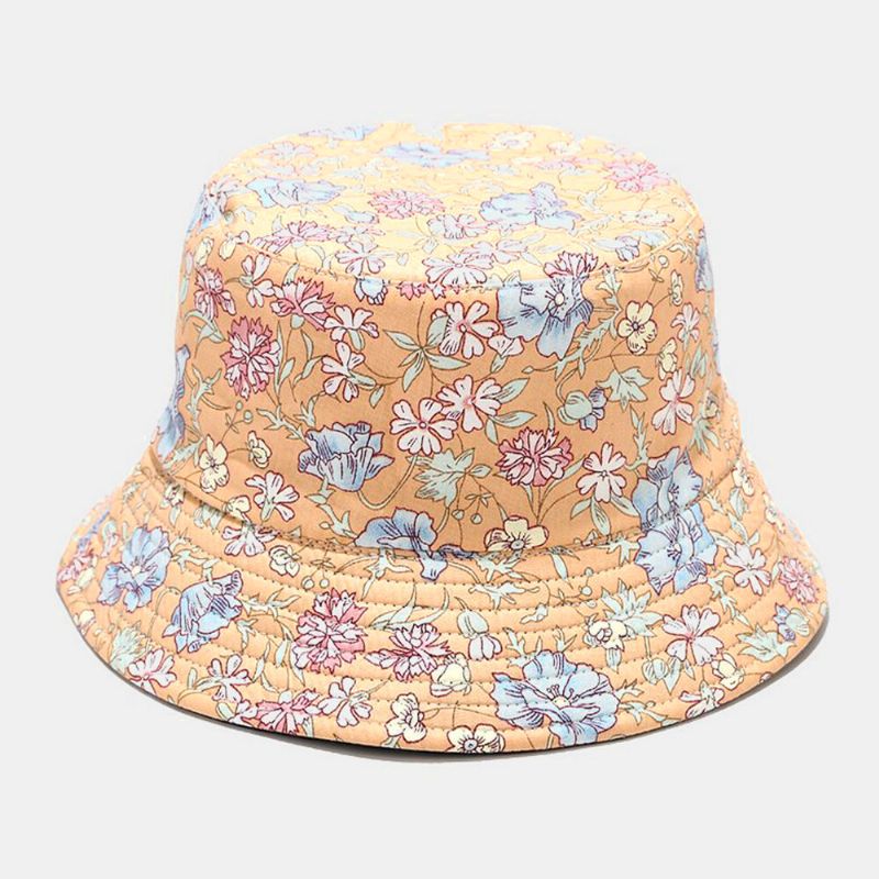 Femmes Double Face Été Protection Uv Motif Floral Casual Outdoor Sun Hat Bucket Hat