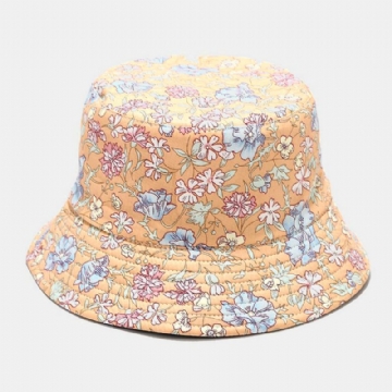 Femmes Double Face Été Protection Uv Motif Floral Casual Outdoor Sun Hat Bucket Hat