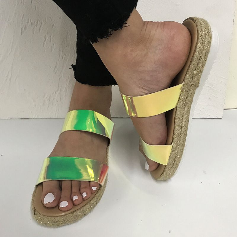 Femmes Double Gradient Couleur Sangle Confortable Espadrille Plate-forme Sandales