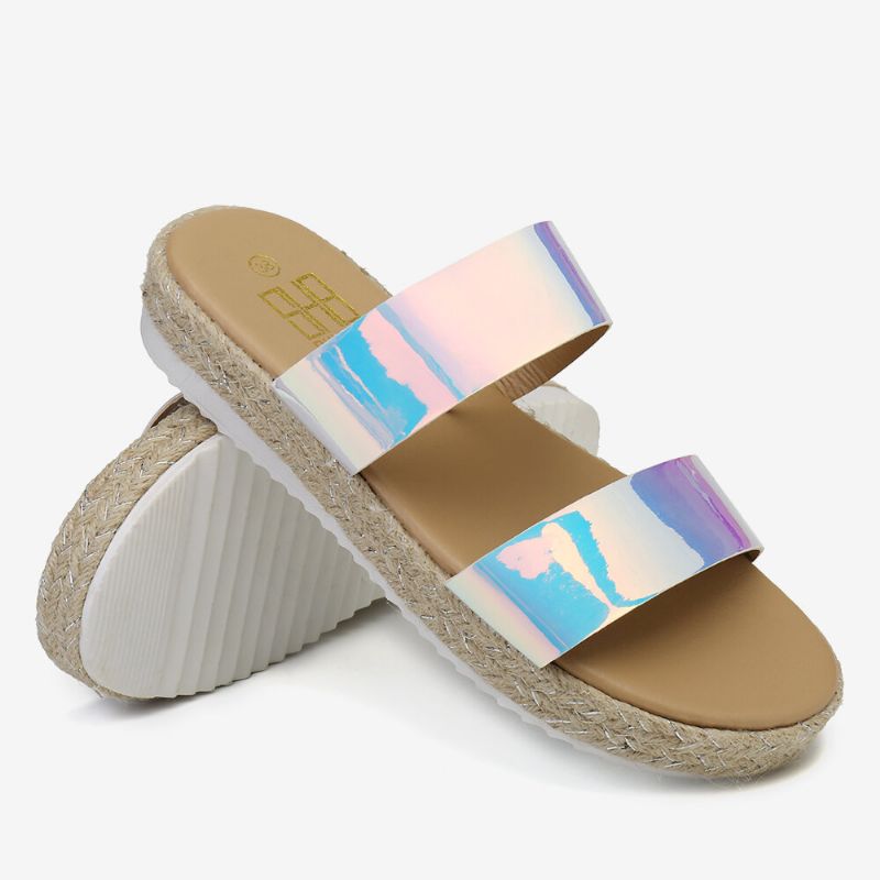 Femmes Double Gradient Couleur Sangle Confortable Espadrille Plate-forme Sandales