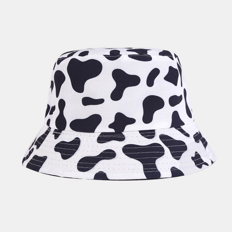 Femmes Double-side-wear Zebra Cow Panda Motif Imprimer Seau Chapeau Mode Casual All-match Crème Solaire Chapeau De Plage