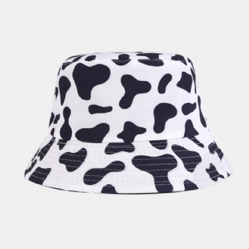 Femmes Double-side-wear Zebra Cow Panda Motif Imprimer Seau Chapeau Mode Casual All-match Crème Solaire Chapeau De Plage