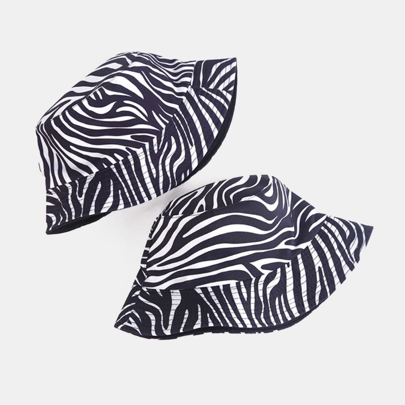 Femmes Double-side-wear Zebra Cow Panda Motif Imprimer Seau Chapeau Mode Casual All-match Crème Solaire Chapeau De Plage