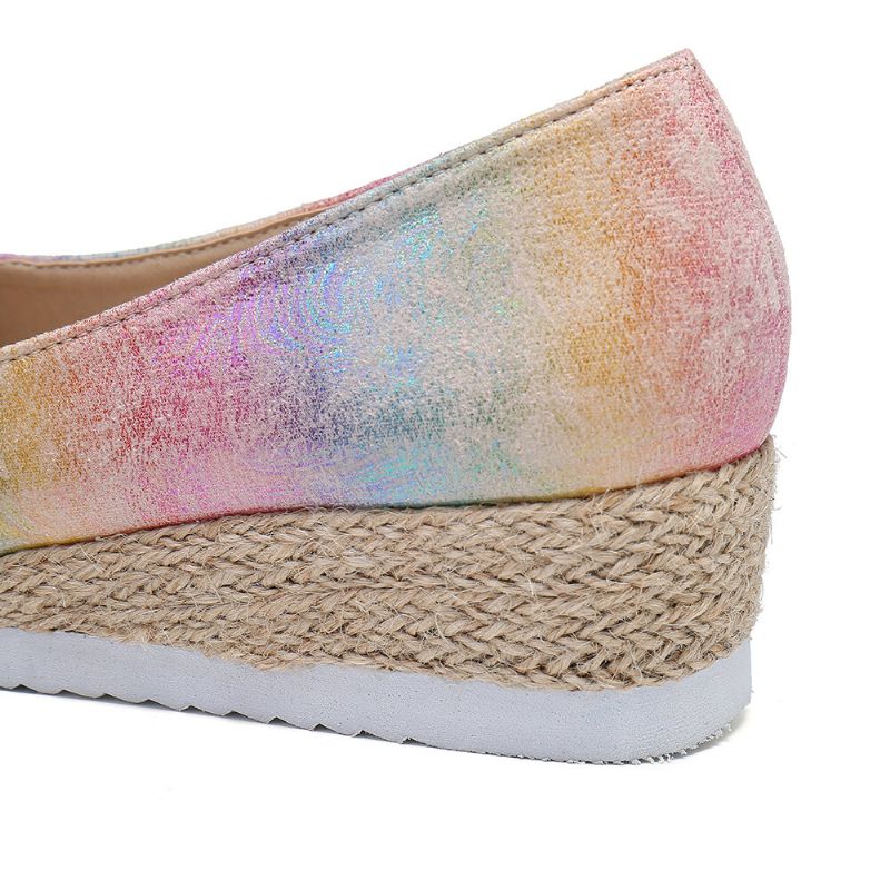 Femmes Espadrille Colorée Comfy Wedge Peep Toe Platforms