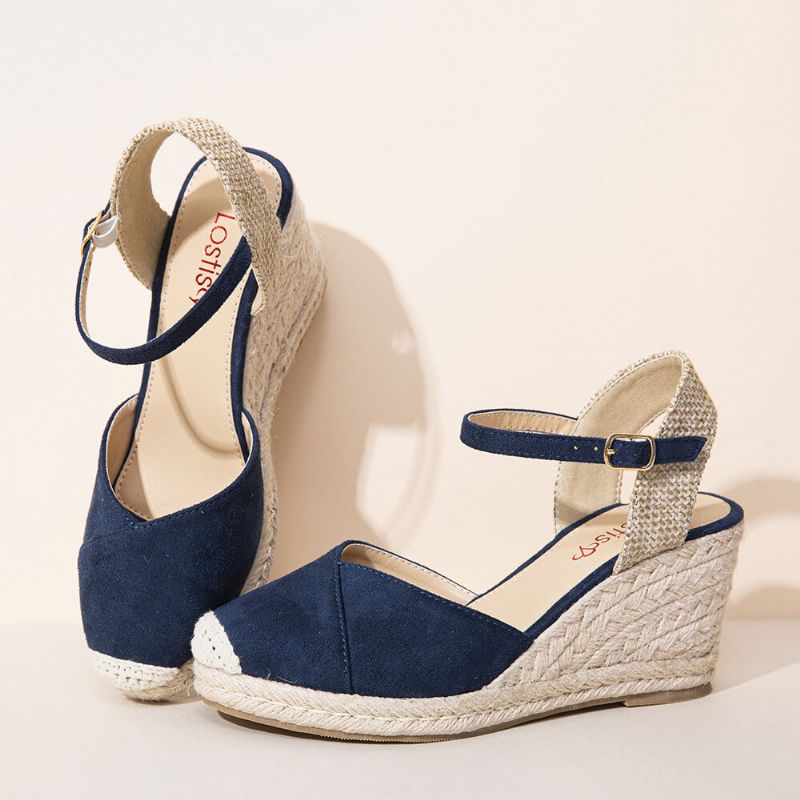 Femmes Espadrilles Bande Élastique Cheville Sangle Casual Été Sandales Compensées