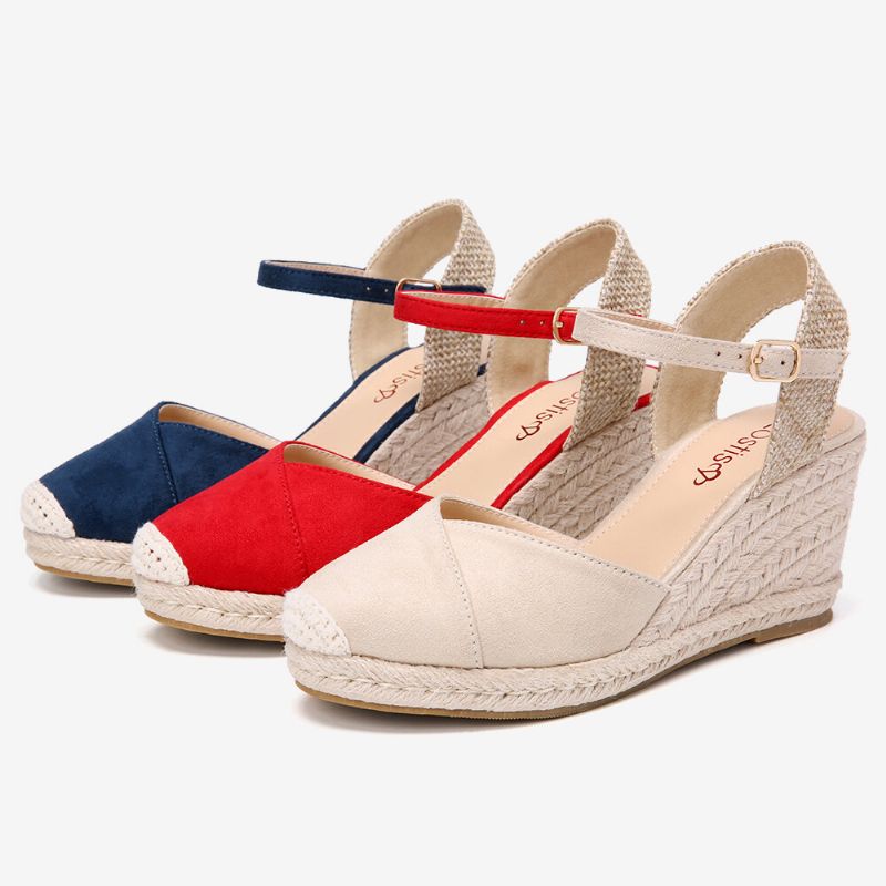 Femmes Espadrilles Bande Élastique Cheville Sangle Casual Été Sandales Compensées