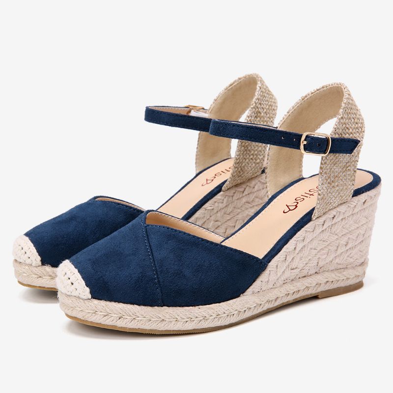 Femmes Espadrilles Bande Élastique Cheville Sangle Casual Été Sandales Compensées