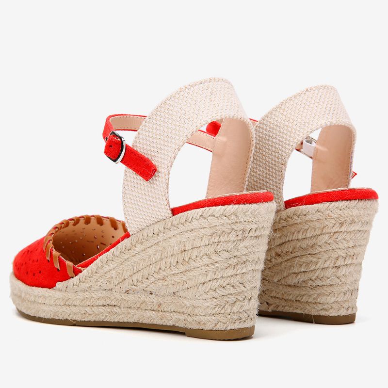 Femmes Espadrilles Découpe Cheville Strap Sandales Compensées Décontractées