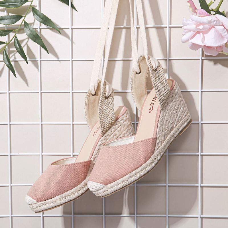 Femmes Espadrilles Strappy Casual Sandales Compensées D'été