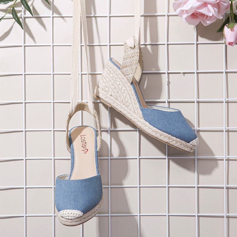 Femmes Espadrilles Strappy Casual Sandales Compensées D'été