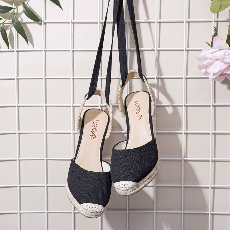 Femmes Espadrilles Strappy Casual Sandales Compensées D'été