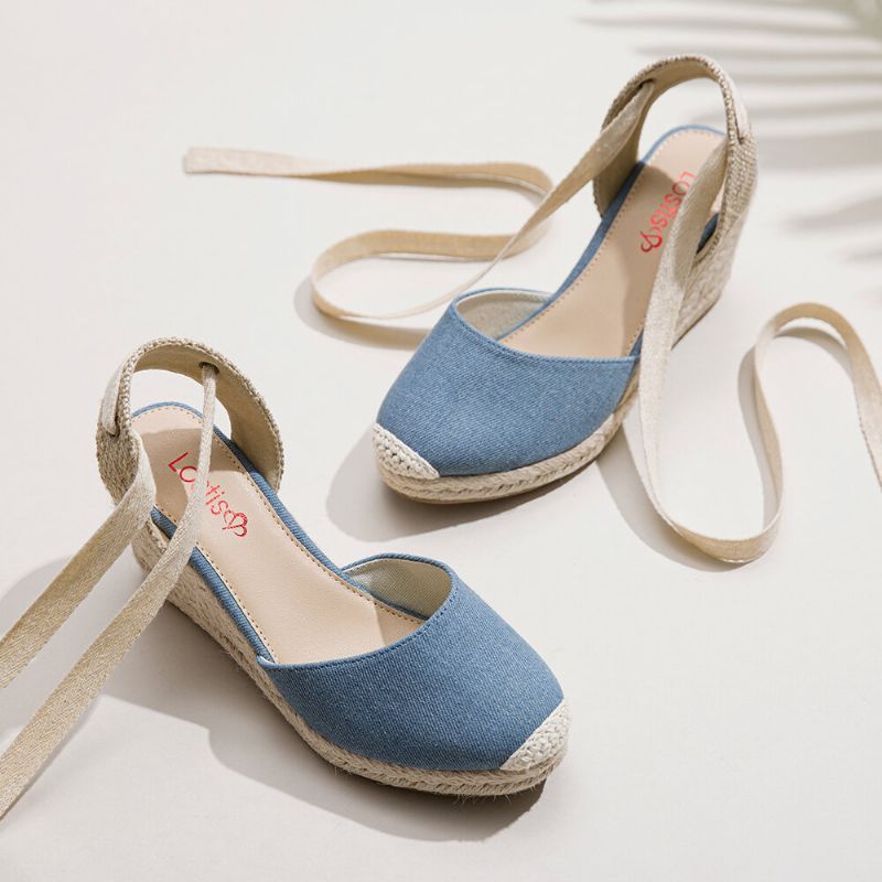 Femmes Espadrilles Strappy Casual Sandales Compensées D'été