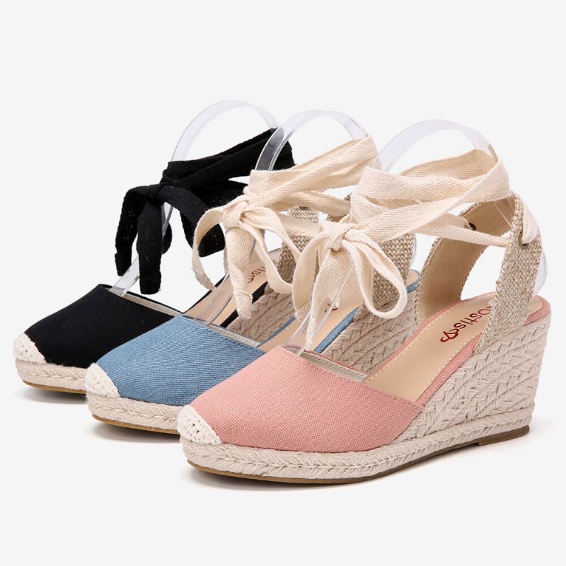 Femmes Espadrilles Strappy Casual Sandales Compensées D'été